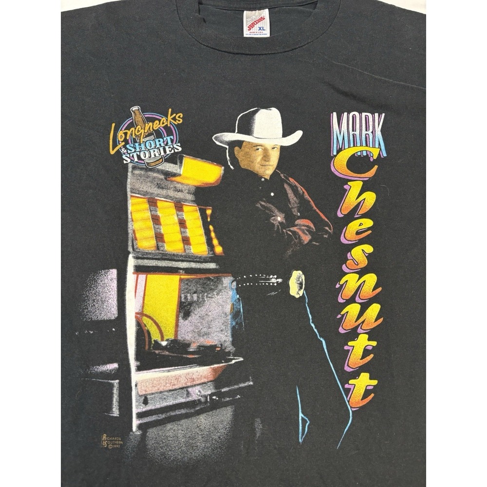Vintage Mark Chesnutt 1992 Concert T-shirt Longnecks & Short Stories Jerzees XL - Picture 2 of 7